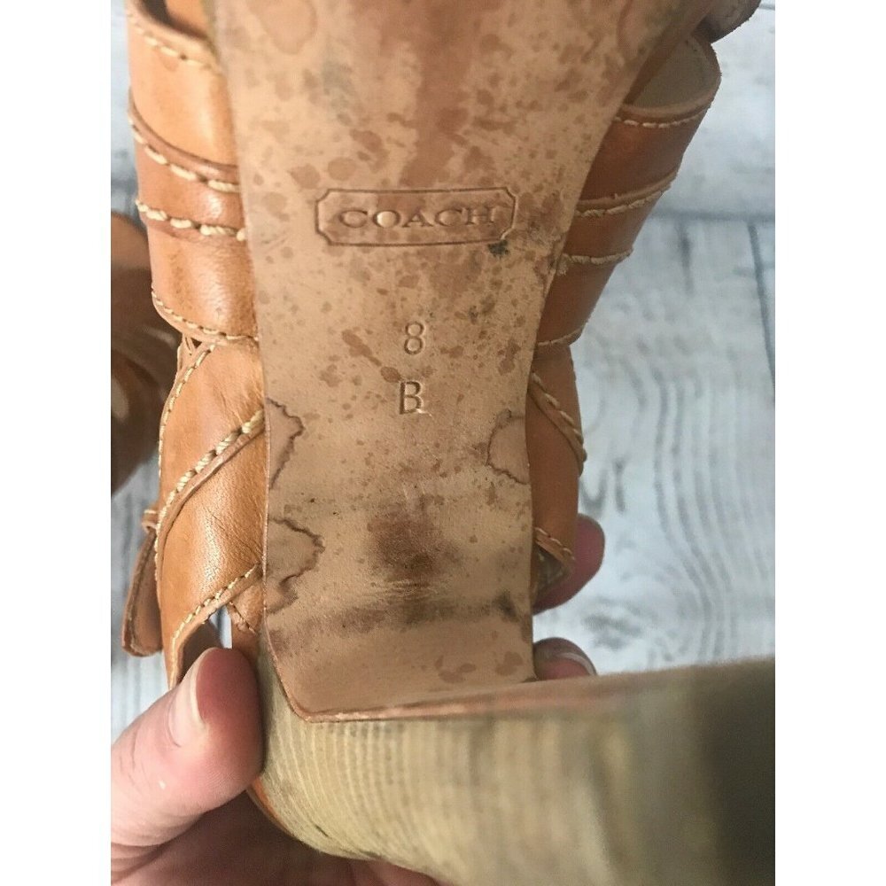 Coach Brynne Light Tan Camel Leather Strappy - Picture 7 of 9